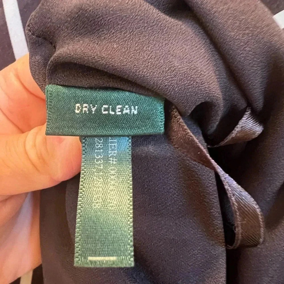 Ralph Lauren brown white chevron stripe skirt 6 smooth satin-like a-line - Picture 4 of 11